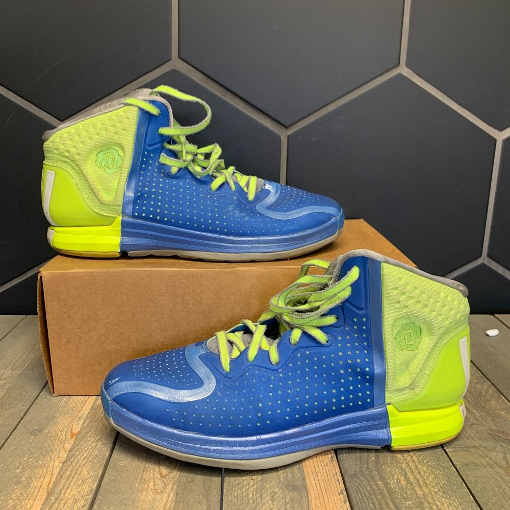 Used W/O Box! Mens Adidas Derrick Rose 4 Blue Lime Basketball Sneakers Size 13